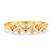0.25 Carat Concertina Pink Diamond Wedding Ring 18K Yellow Gold