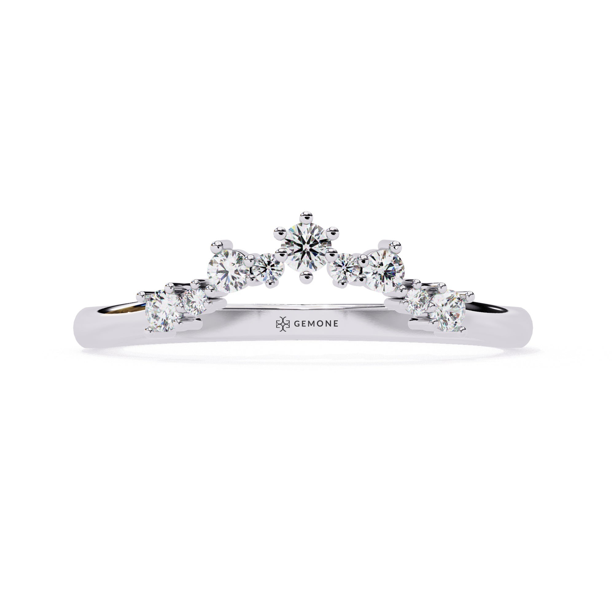 0.25 Carat Round Shape Curved Diamond Wedding Band In Rose Gold 950 Platinum Natural Diamond