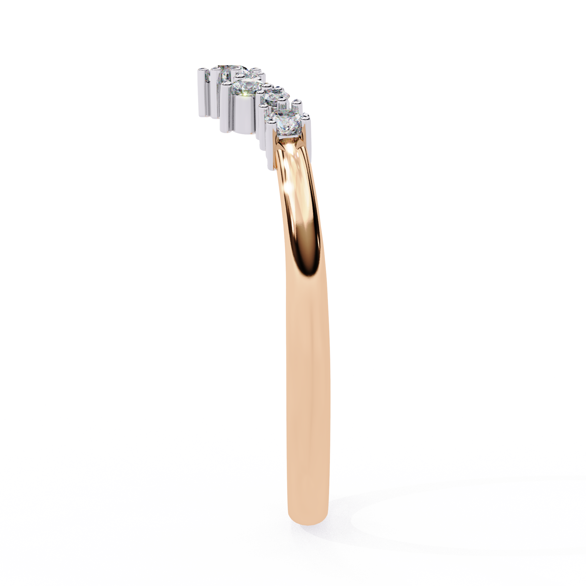 0.25 Carat Round Shape Curved Diamond Wedding Band In Rose Gold