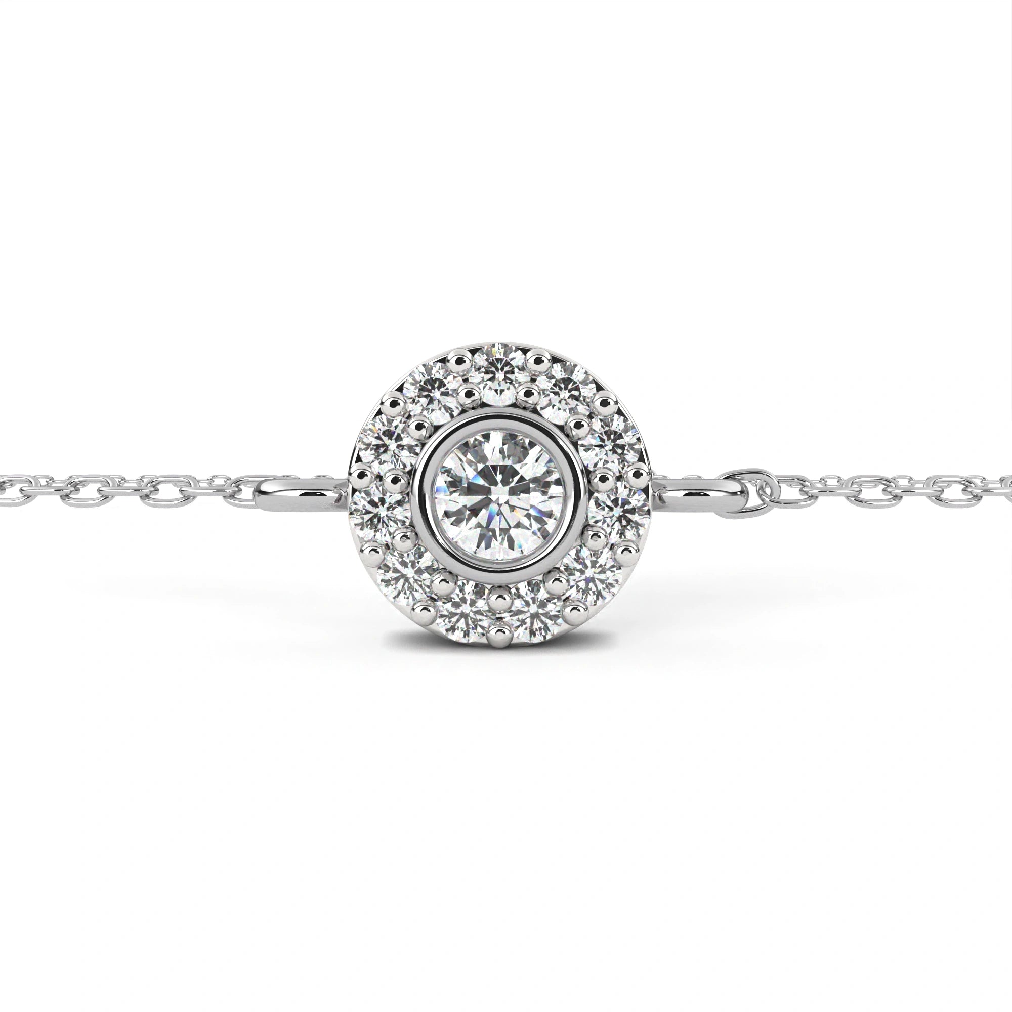 0.26 Carat Round Halo Diamond Bracelet in White Gold