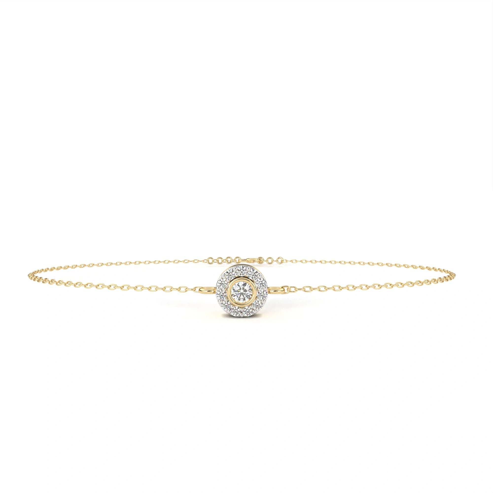 0.26 Carat Round Halo Diamond Bracelet in White Gold 18K Yellow Gold Natural Diamond