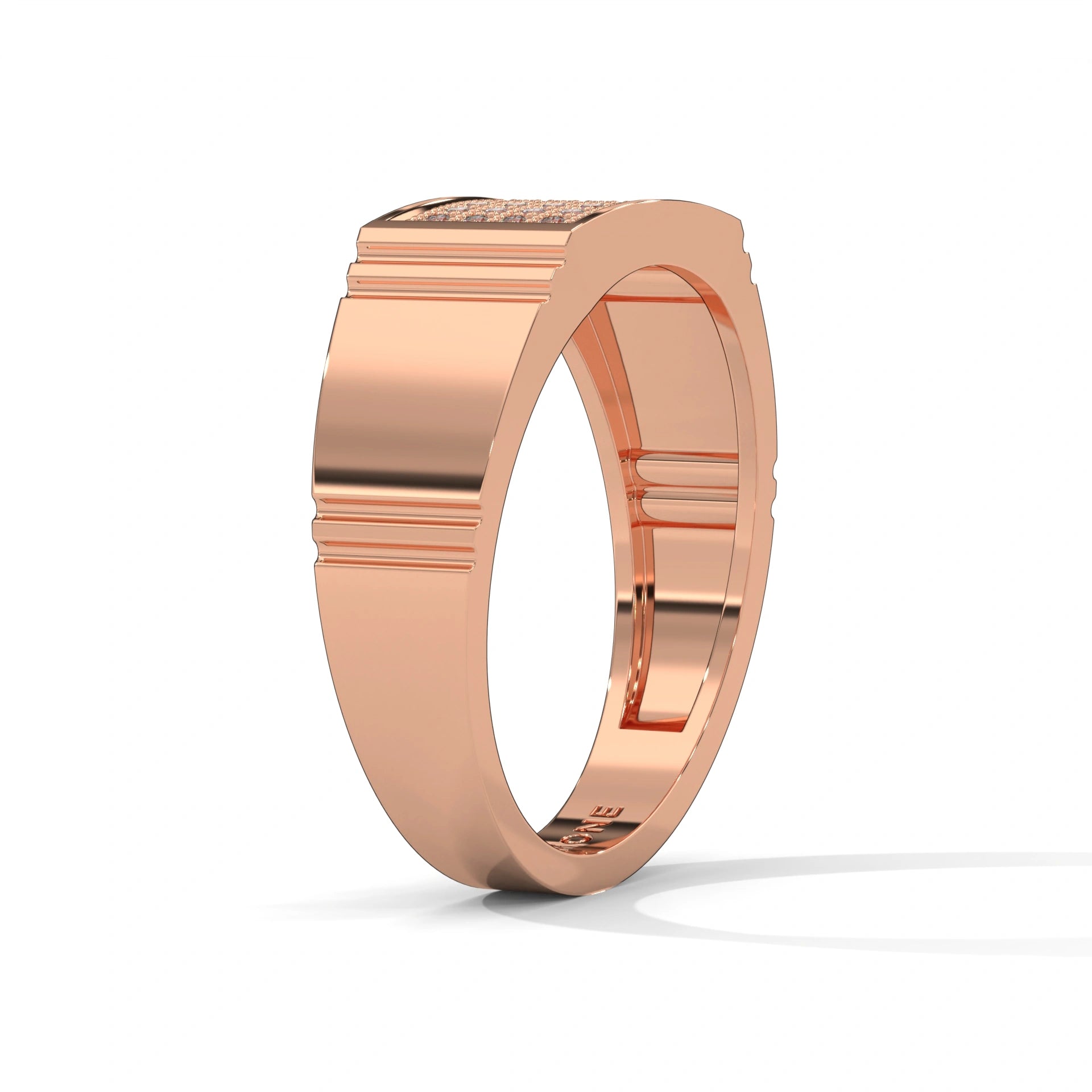 0.28 carat lab created diamond mens flat top ring in rose gold