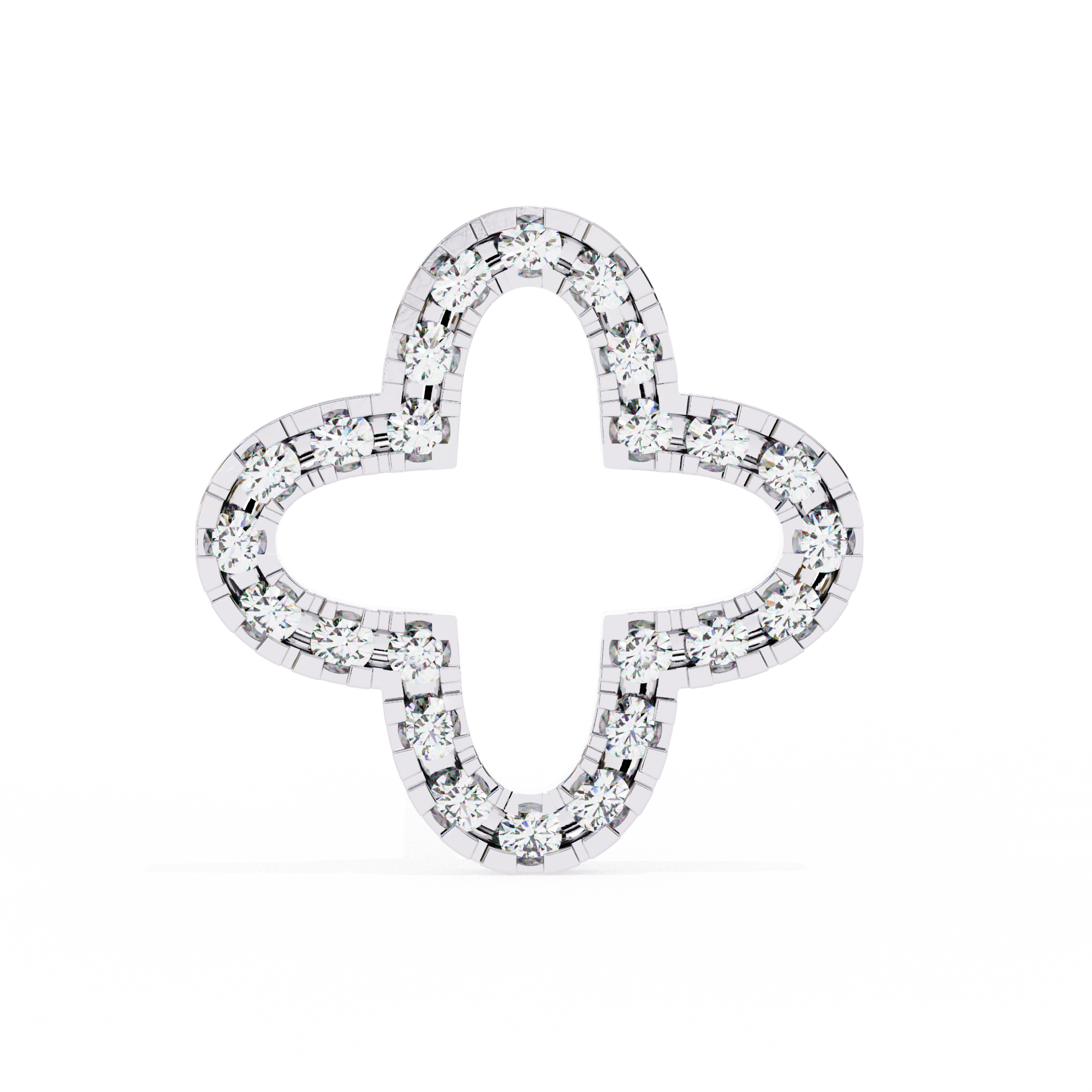 0.29 Carat Clover Shape Pavé Diamond Stud Earrings