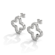 0.29 Ct TWT Diamond Clover Solid Gold Stud Earrings