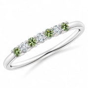 Angled view of 0.32ct Round Green &amp; White Diamond Half Eternity Band
