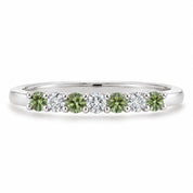 Front View Of 0.32ct Round Green &amp; White Diamond Half Eternity Band