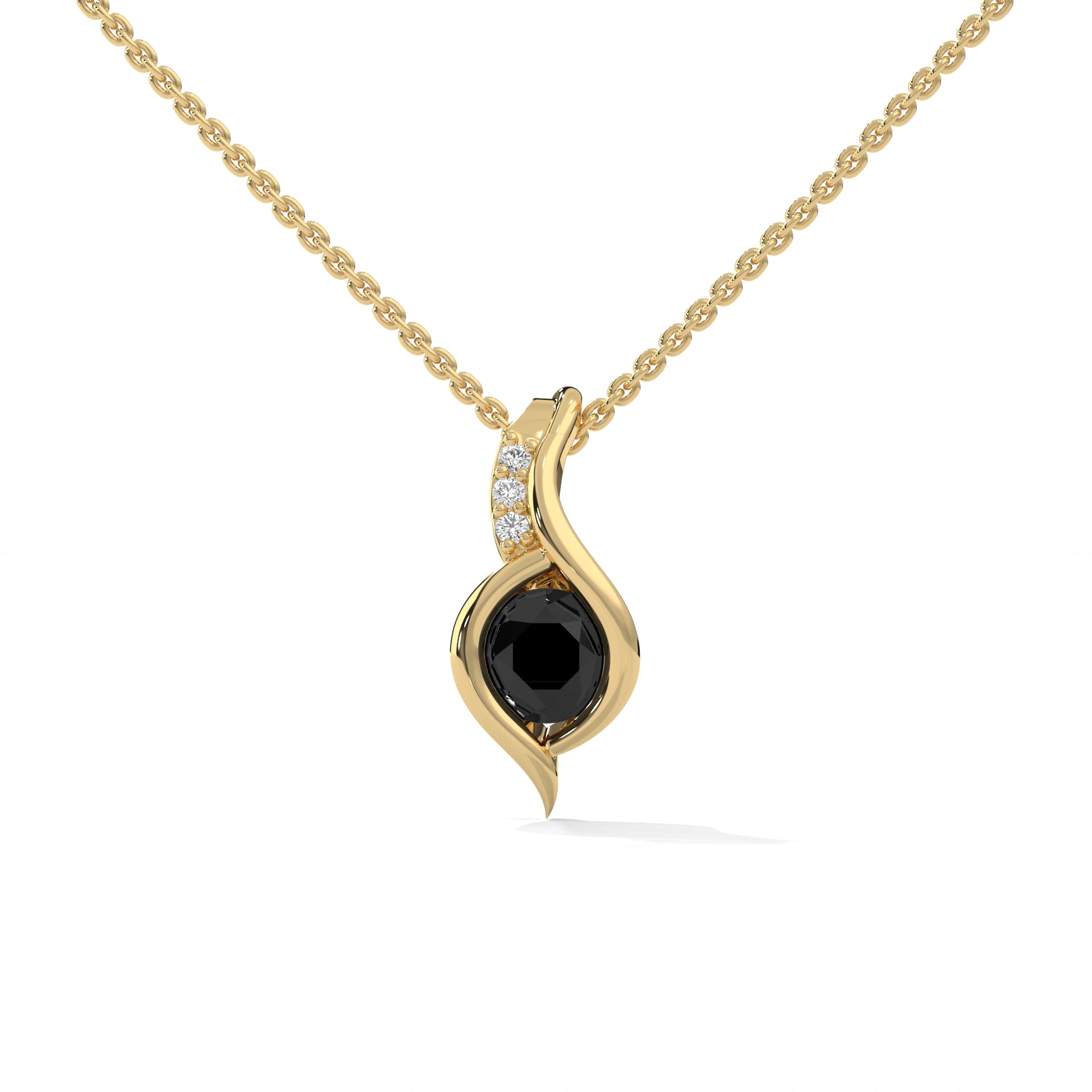 0.35 Ct T.W.T Black Diamond Pendant Necklace in White Gold 18K Yellow Gold