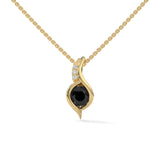 0.35 Ct T.W.T Black Diamond Pendant Necklace in White Gold