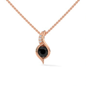 0.35 Ct T.W.T Black Diamond Pendant Necklace in White Gold 18K Rose Gold