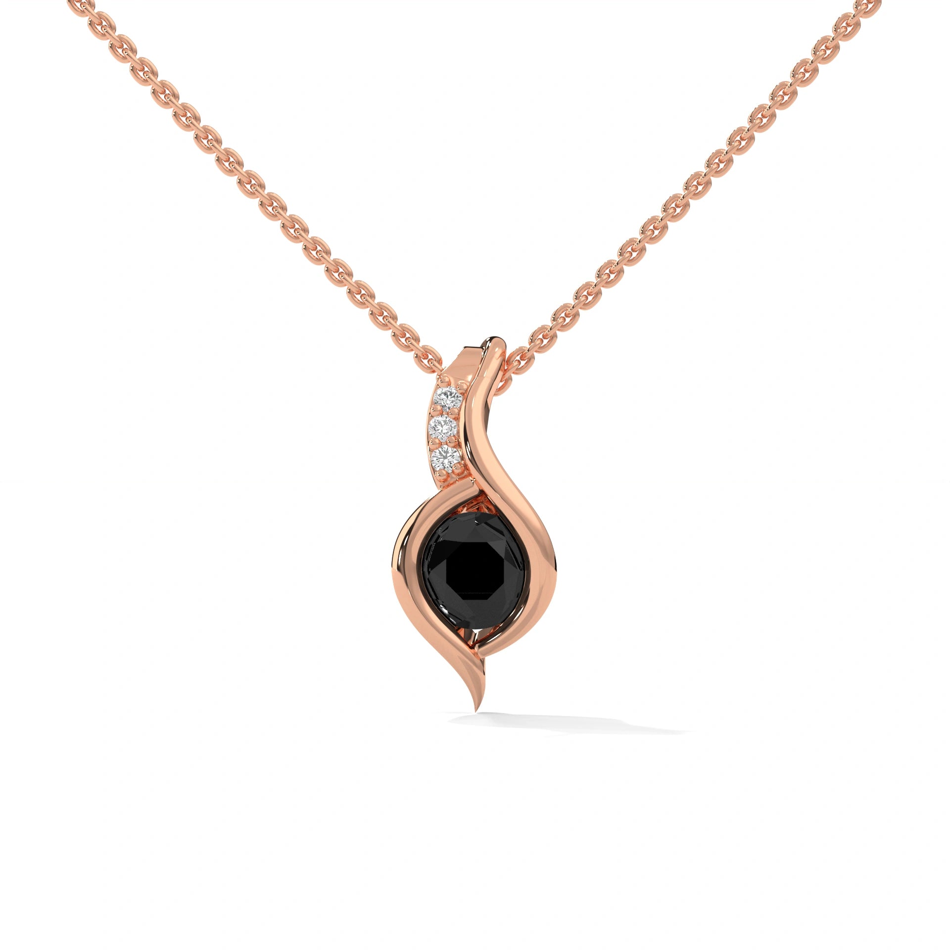 0.35 Ct T.W.T Black Diamond Pendant Necklace in White Gold 18K Rose Gold
