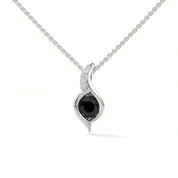 0.35 Ct T.W.T Black Diamond Pendant Necklace in White Gold