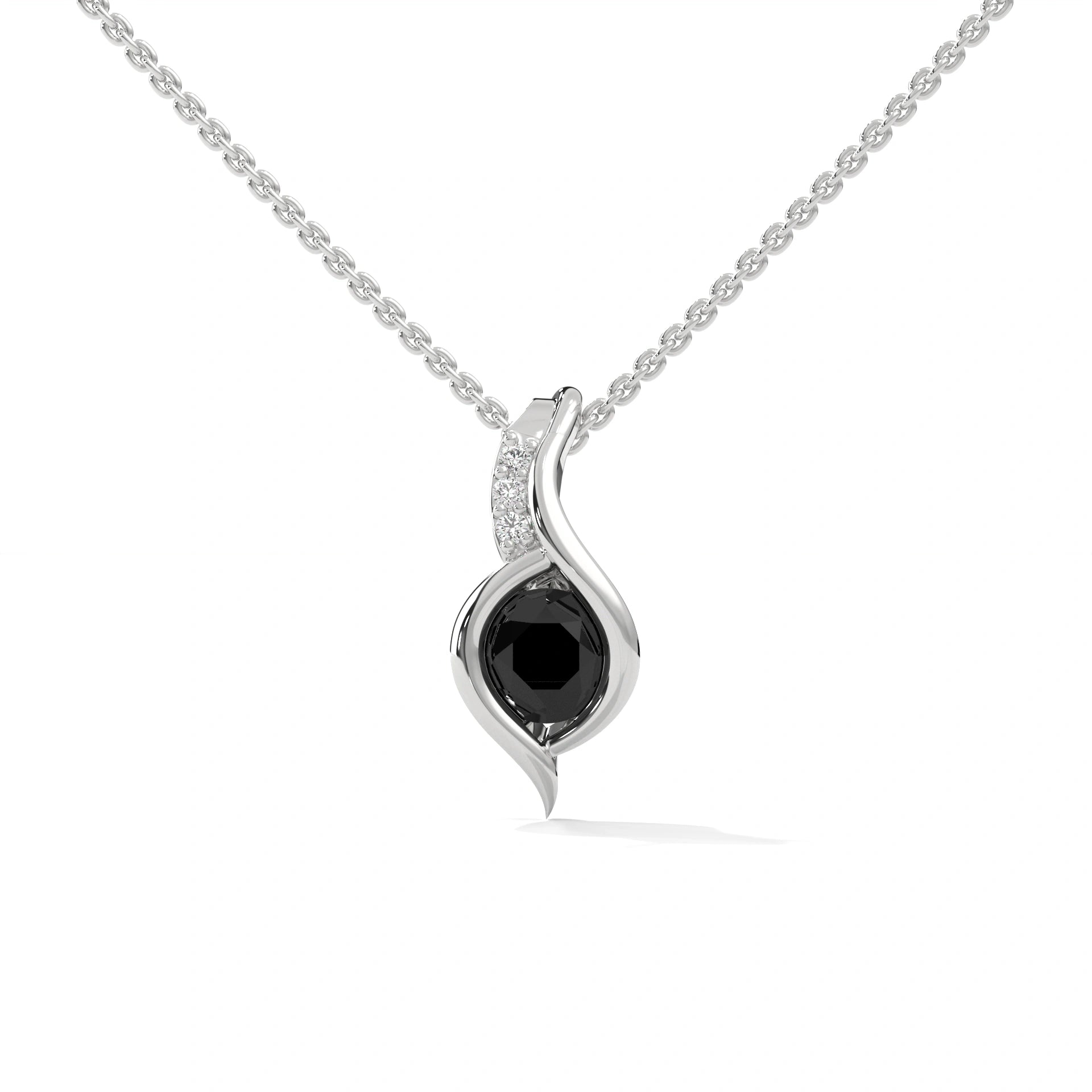0.35 Ct T.W.T Black Diamond Pendant Necklace in White Gold