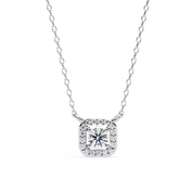 Round Lab Diamond Halo Necklace In Yellow Gold 950 Platinum Natural Diamond