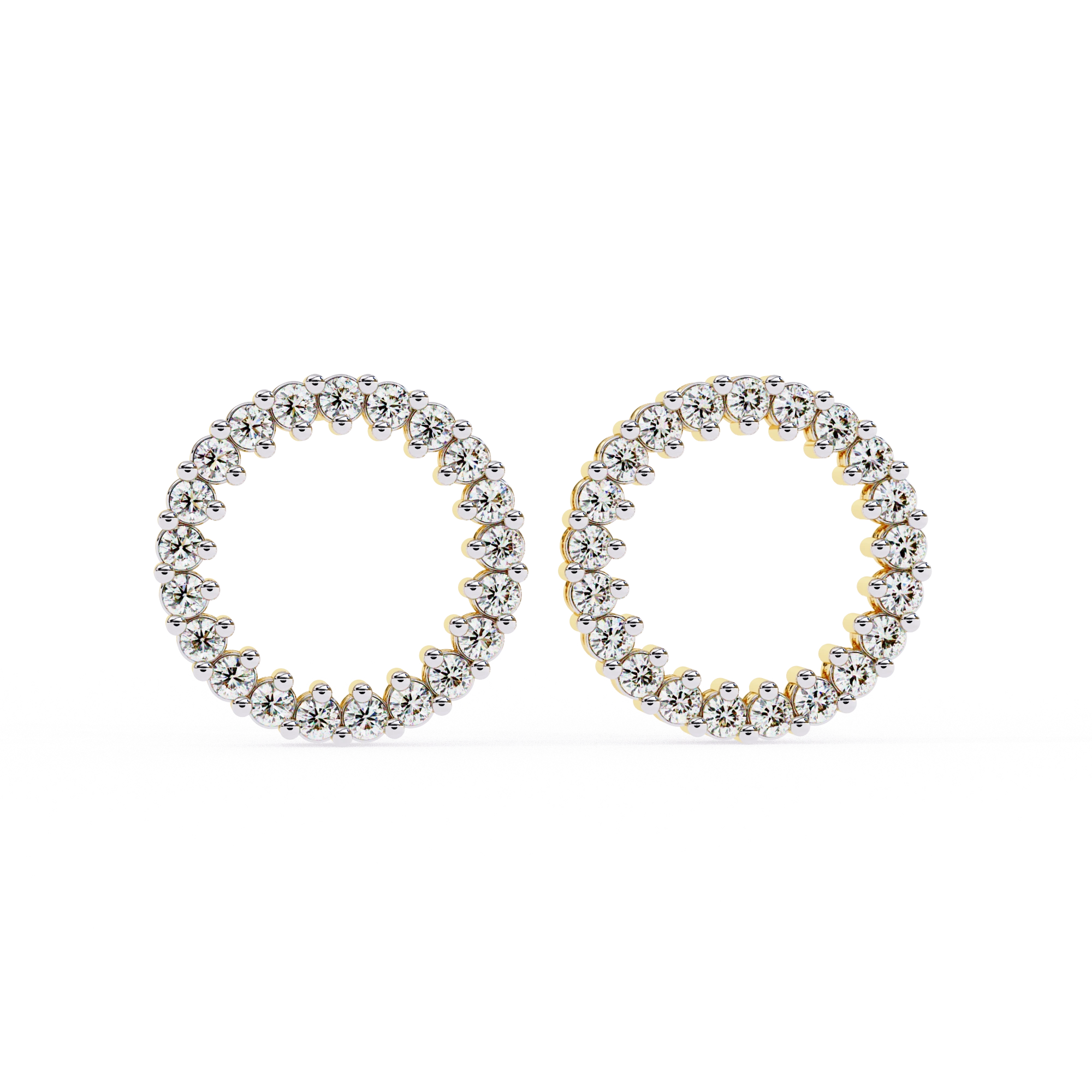 0.38 Carat Open Circle Round Halo Diamond Stud Earrings