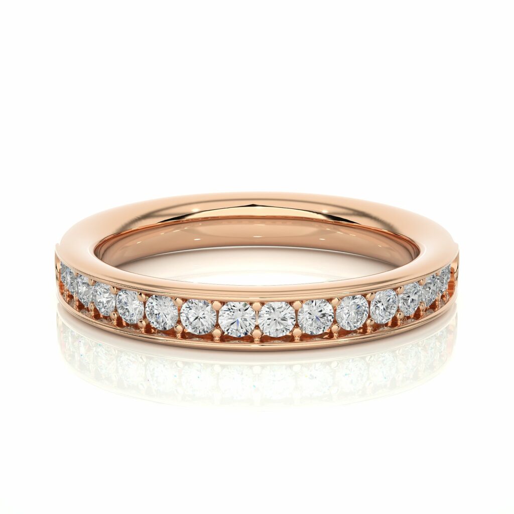 0.35 Carat Channel Setting Diamond Half Eternity Band In White Gold Rose Eternity Wedding Rings