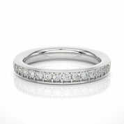 0.44 Ct Round Prong Setting Diamond Half Eternity Wedding Band in Yellow Gold 950 Platinum Natural Diamond