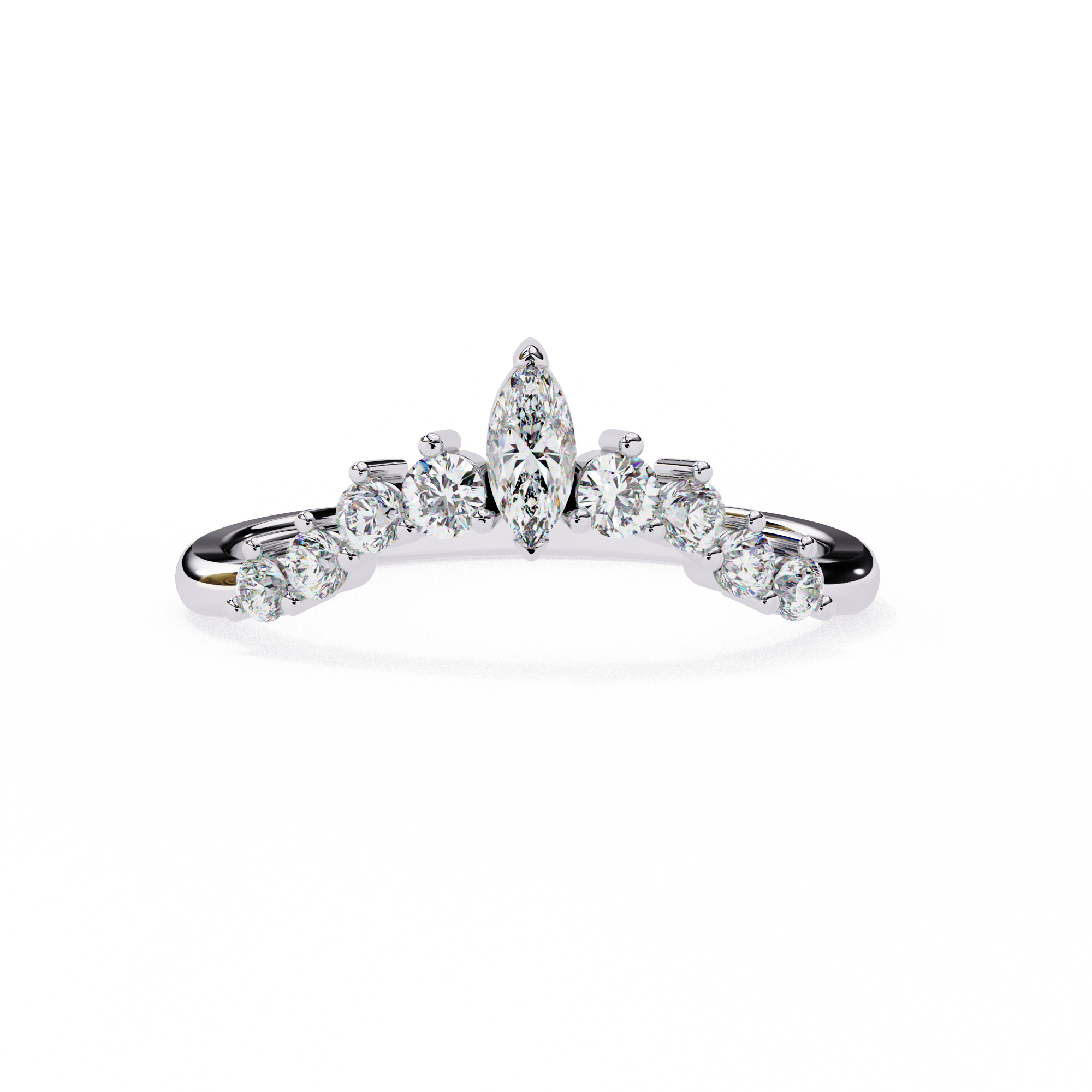 0.40 Carat Round Cut Curved Diamond Wedding Band In White Gold Diamond Wedding Bands