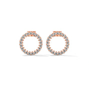 0.42 Ct TWT Round Diamond Halo Platinum & Gold Stud Earrings 18K Rose Gold Natural Diamond