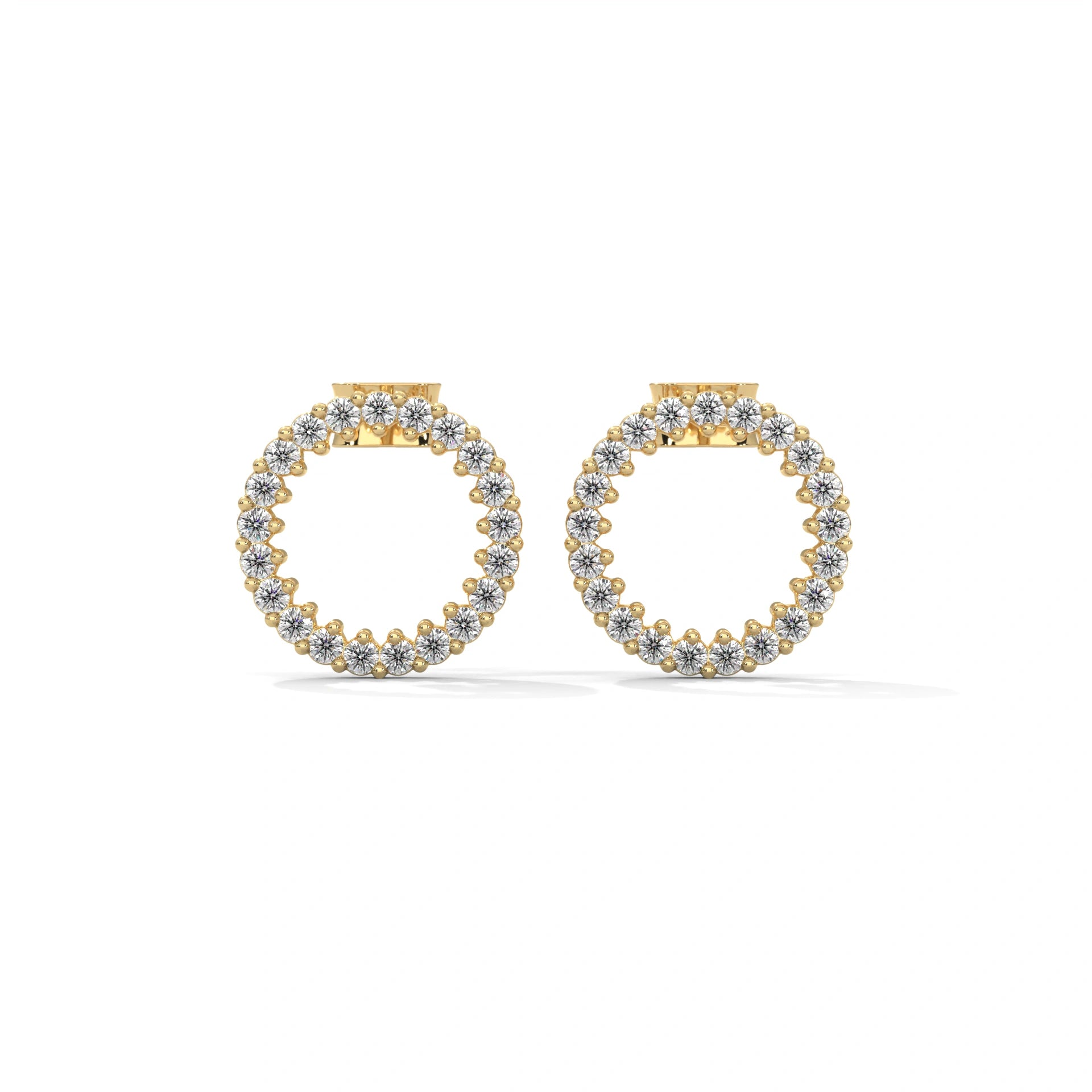 0.42 Ct TWT Round Diamond Halo Platinum & Gold Stud Earrings 18K Yellow Gold Natural Diamond