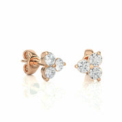 0.47 Ct Three Round Prong Setting Diamond Stud Earrings