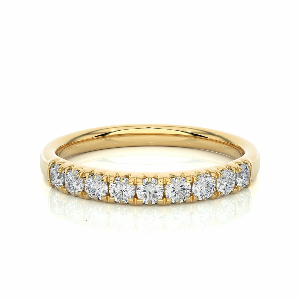 0.50 Ct Round Cut Lab Diamond Half Eternity Wedding Band In White Gold Yellow