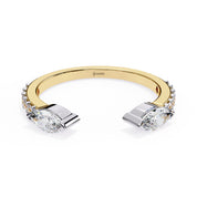 0.35 Carat Marquise Cut Toi et Moi Diamond Wedding Band In White Gold 18K Yellow Gold Natural Diamond Diamond Wedding Bands