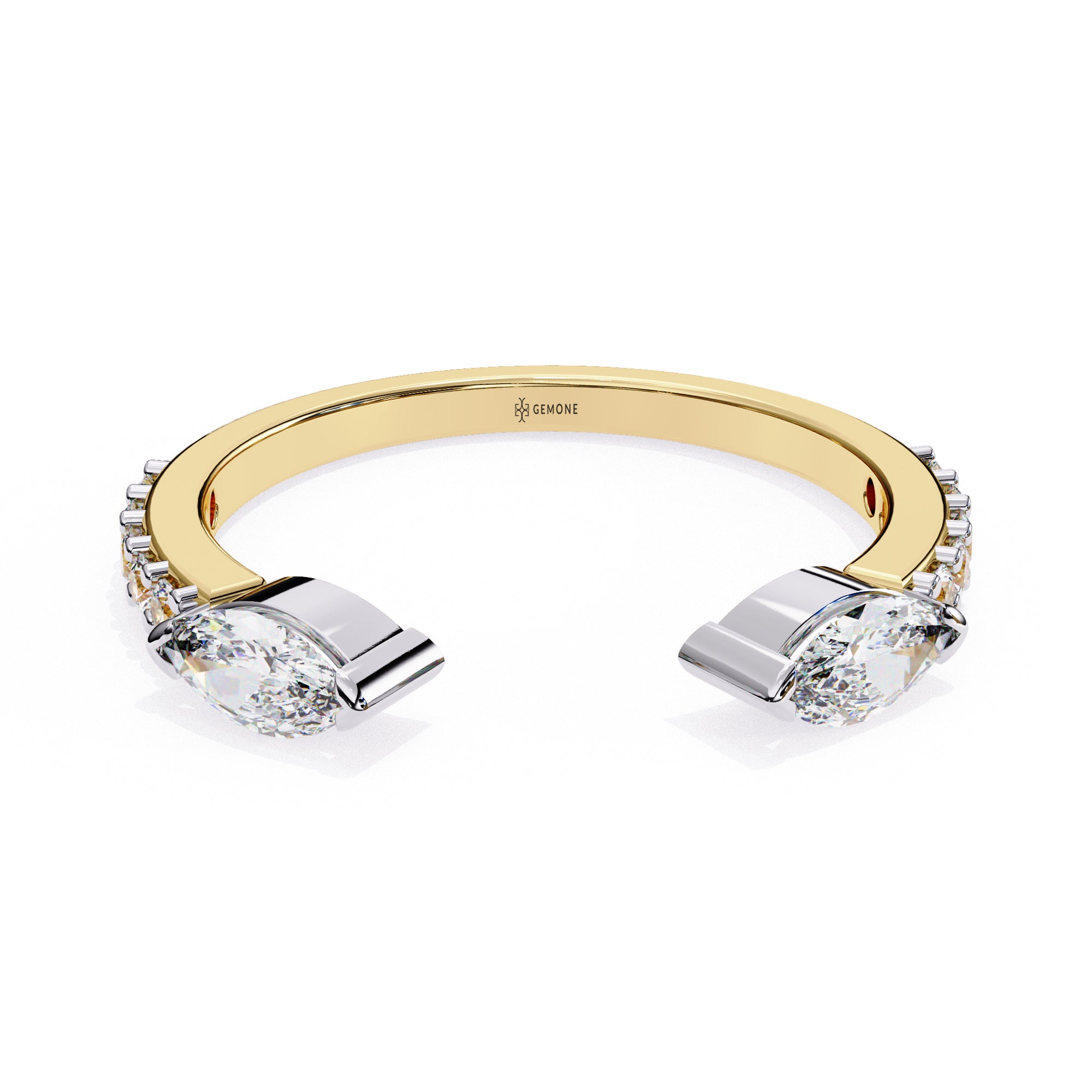 0.35 Carat Marquise Cut Toi et Moi Diamond Wedding Band 18K Yellow Gold Natural Diamond Diamond Wedding Bands