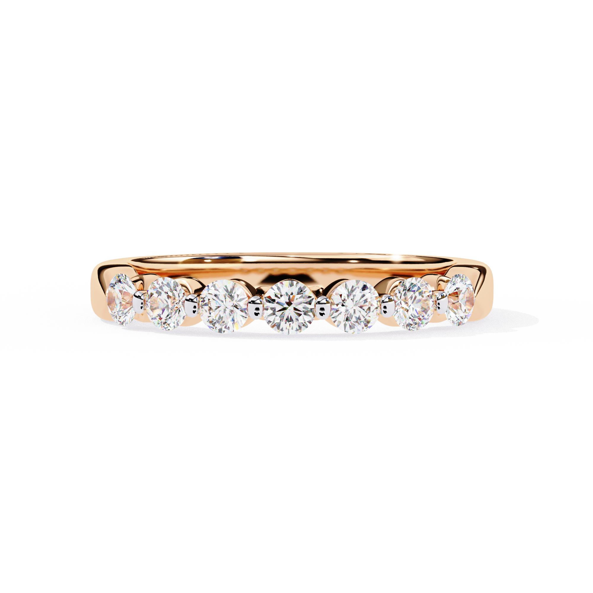 0.50 Carat Round Shape 7 Stone Diamond Wedding Band In Yellow Gold 18K Rose Gold Natural Diamond