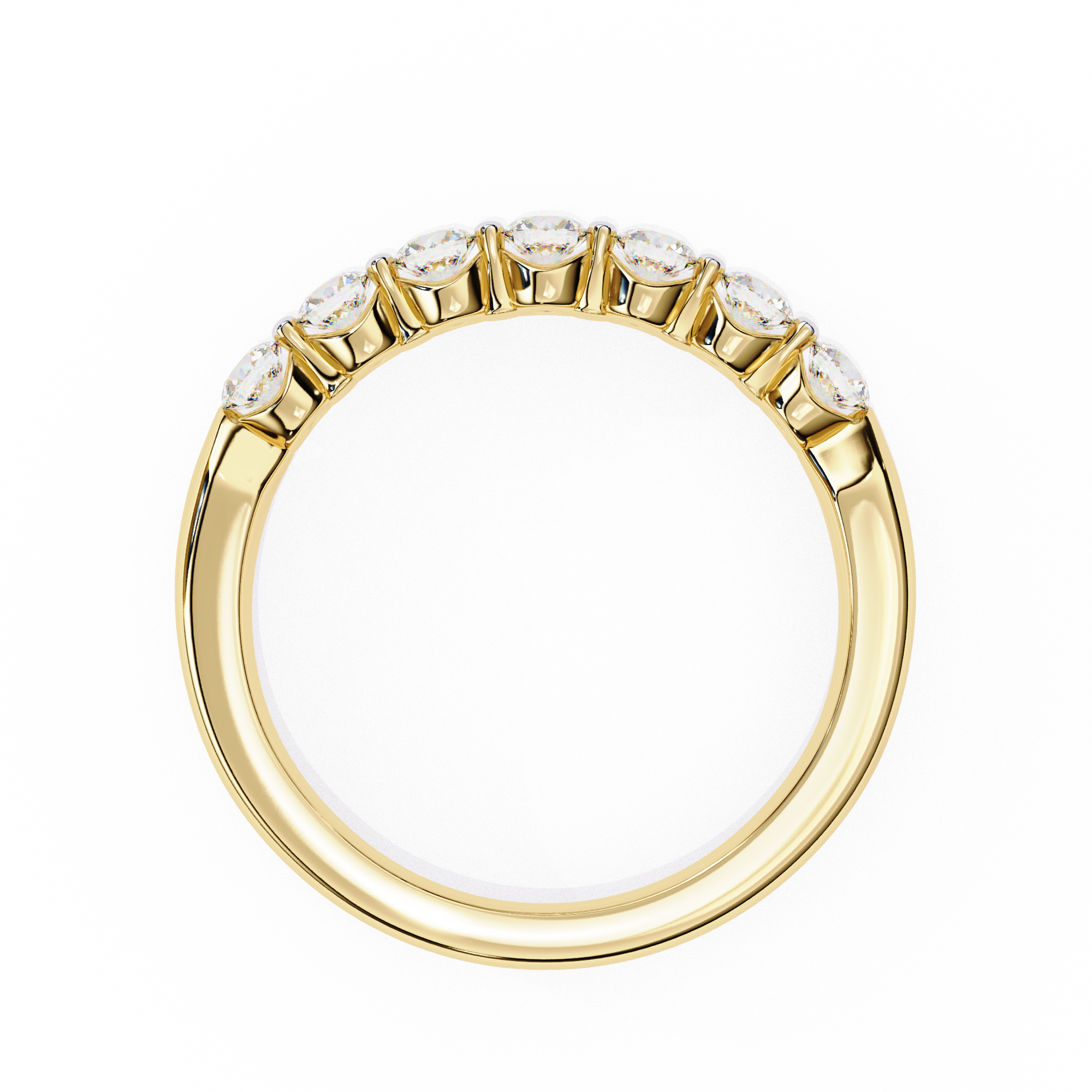 0.50 Carat Round Shape 7 Stone Diamond Wedding Band In Yellow Gold