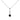Front view of white gold pendant with round black diamond and two white diamonds in a vertical bezel setting on a rope chain.