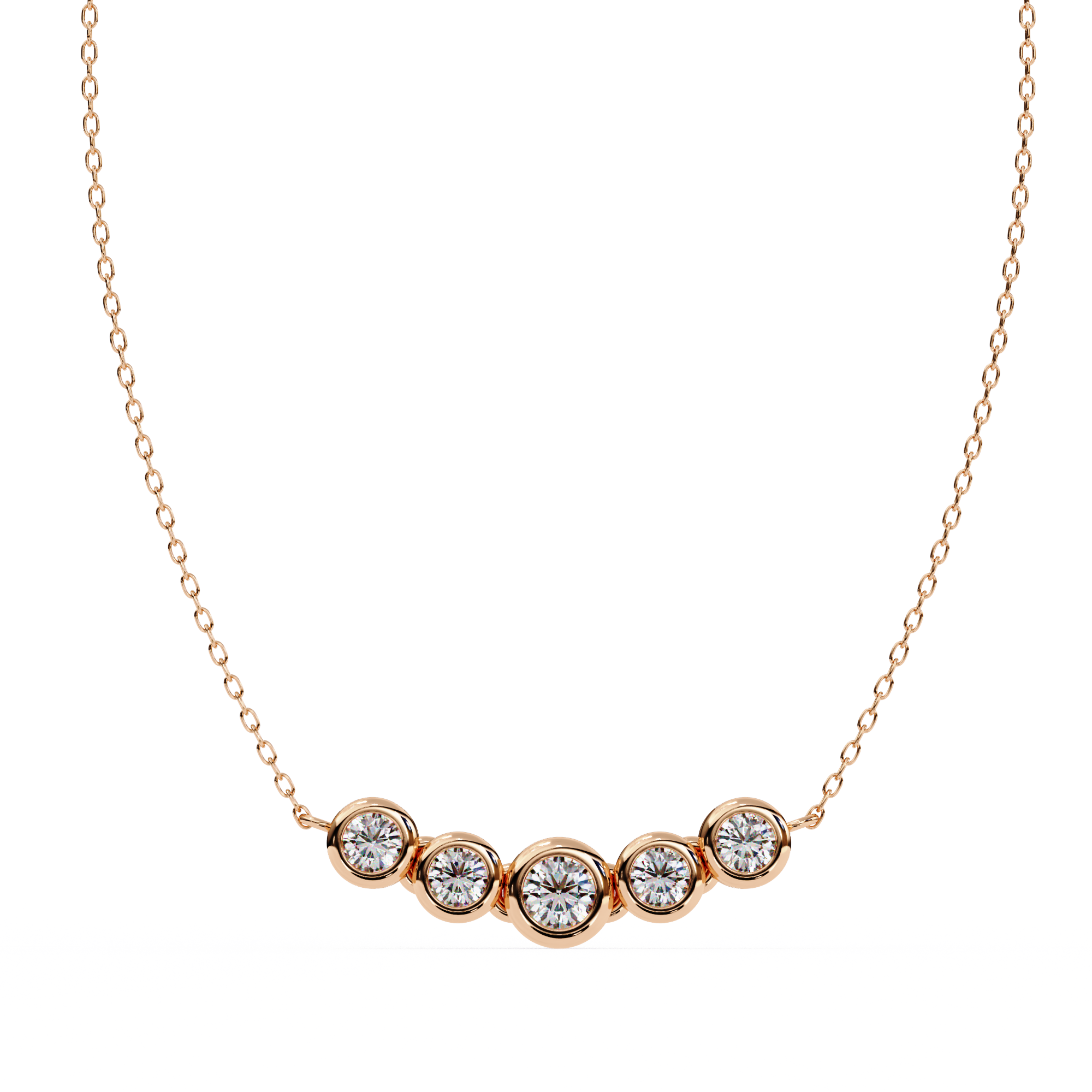 0.50ct Five Stone Lab Diamond Bezel Necklace Rose Gold 18K Rose Gold Natural Diamond