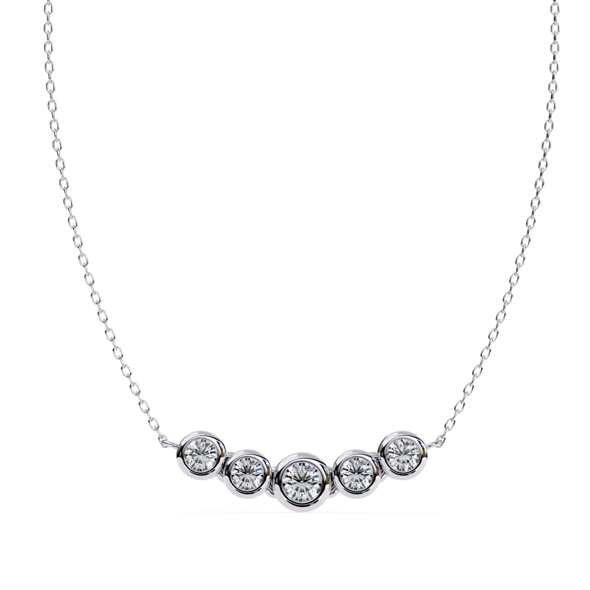 0.50ct Five Stone Lab Diamond Bezel Necklace Rose Gold 950 Platinum Natural Diamond