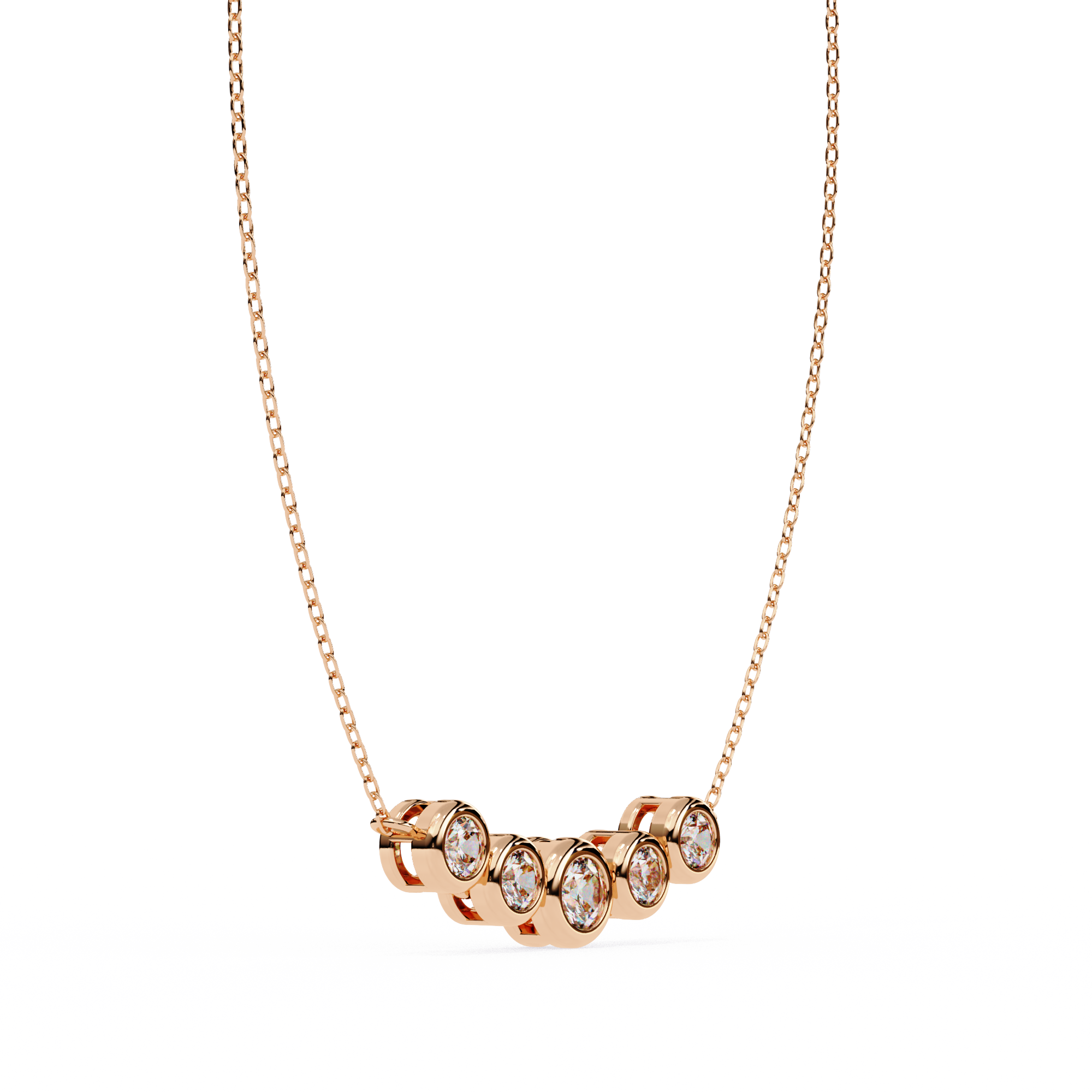 0.50ct Five Stone Lab Diamond Bezel Necklace Rose Gold