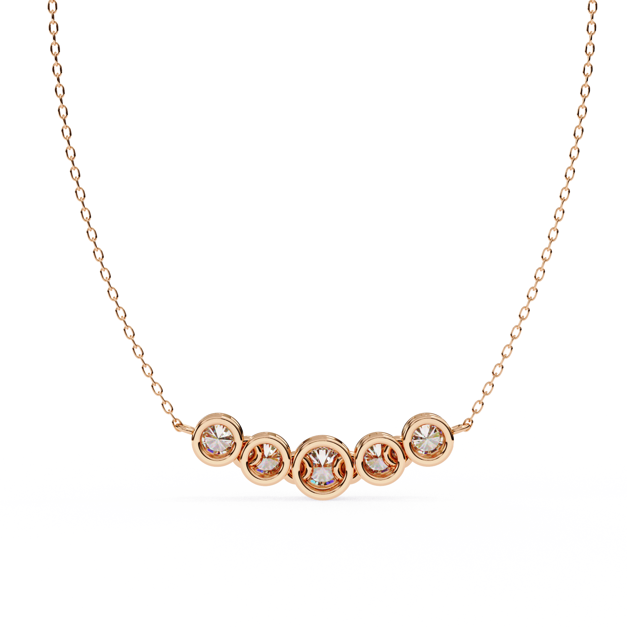 0.50ct Five Stone Lab Diamond Bezel Necklace Rose Gold