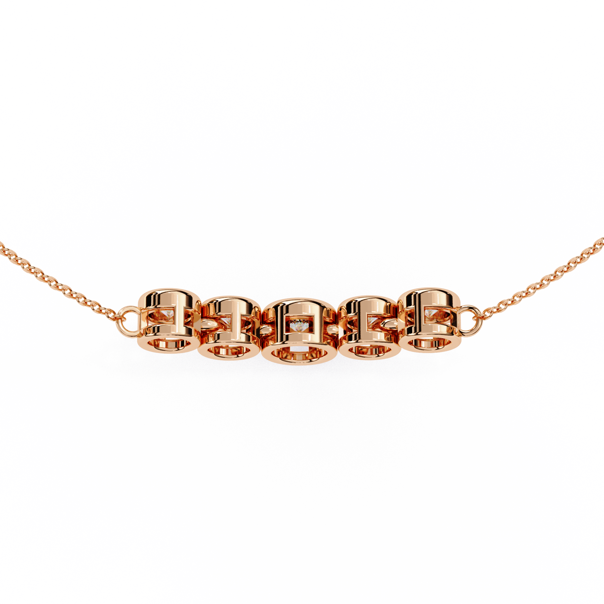 0.50ct Five Stone Lab Diamond Bezel Necklace Rose Gold
