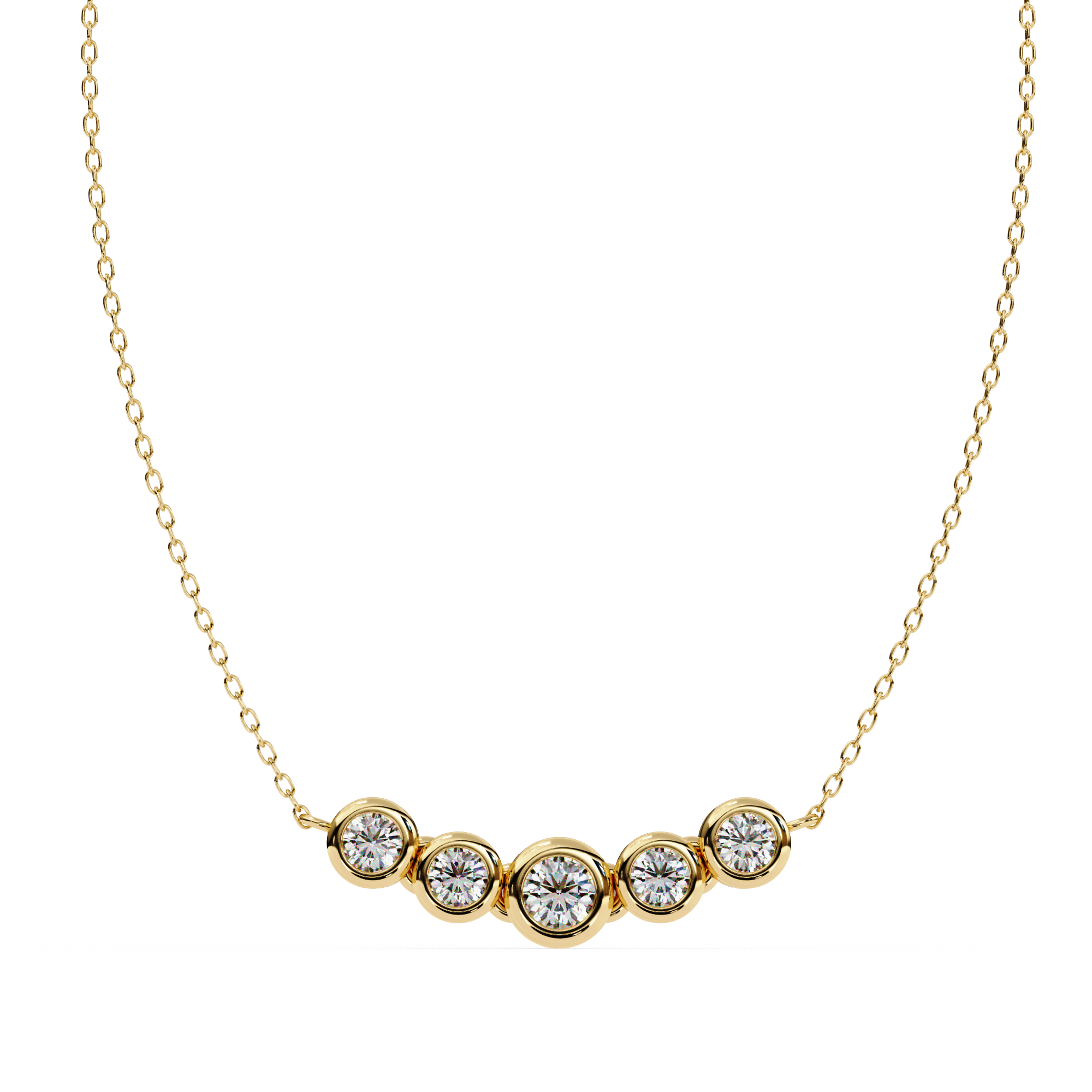 0.50ct Five Stone Lab Diamond Bezel Necklace Rose Gold 18K Yellow Gold Natural Diamond