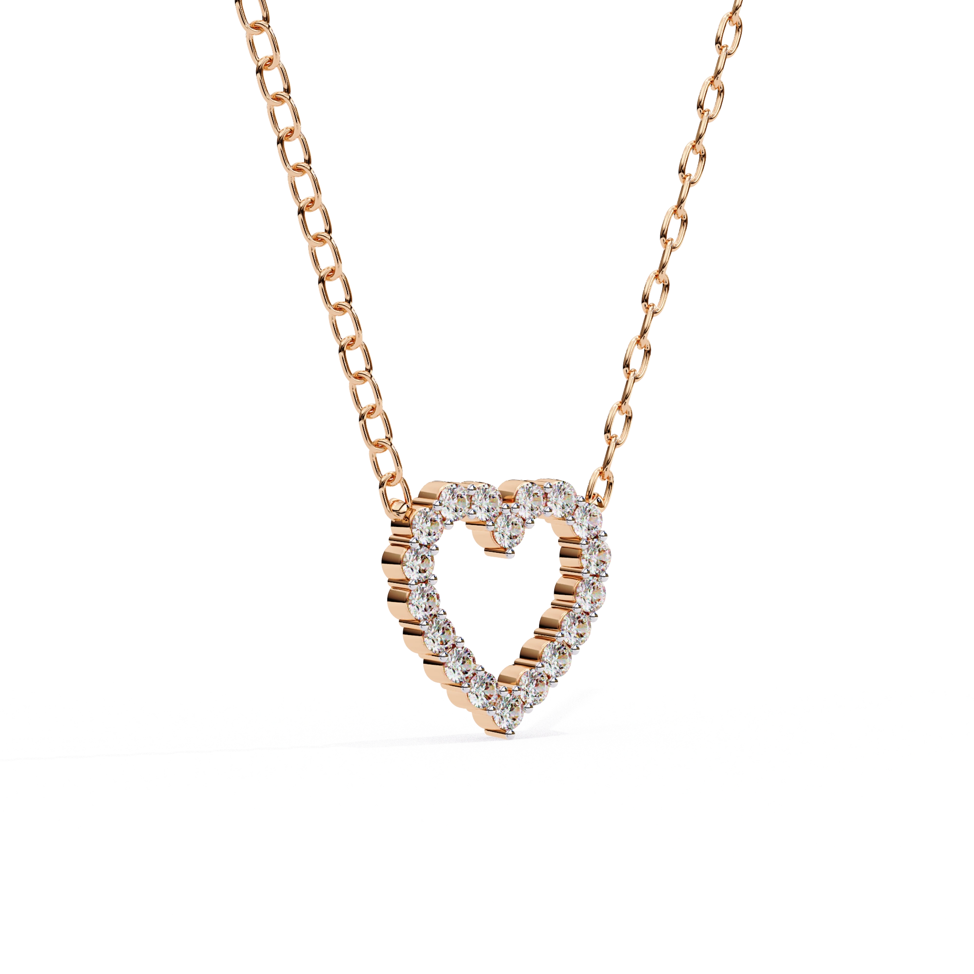 0.50ct Lab Diamond Heart Cut Necklace In Rose Gold