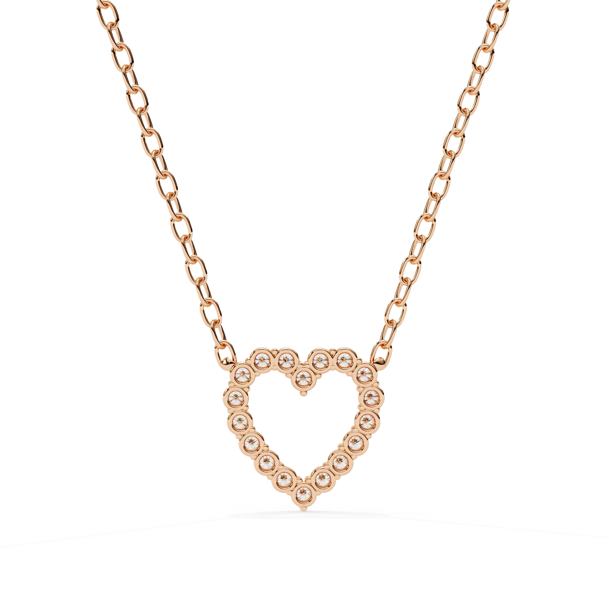 0.50ct Lab Diamond Heart Cut Necklace In Rose Gold