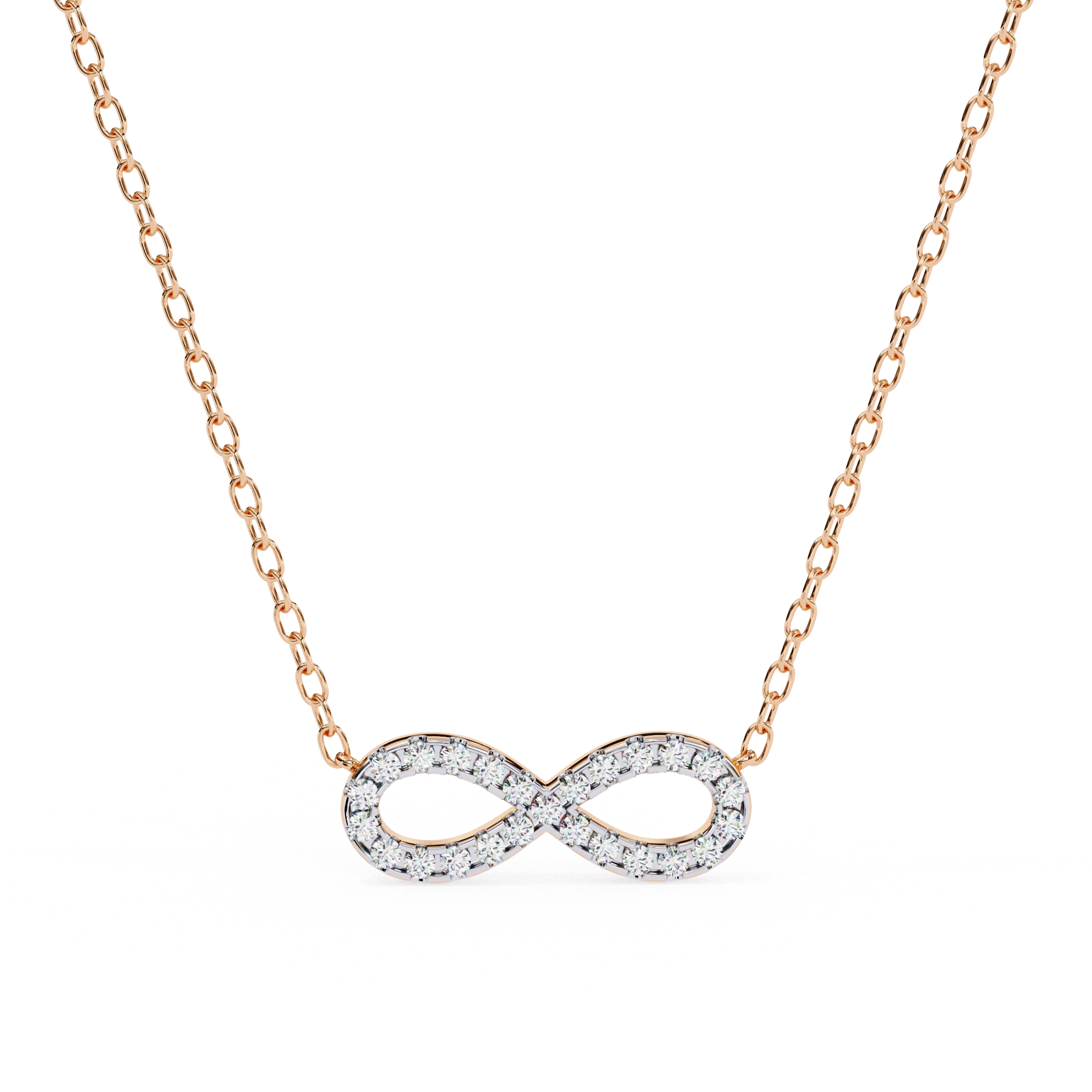 0.50ct Lab Diamond Infinity Necklace In Yellow Gold 18K Rose Gold Natural Diamond