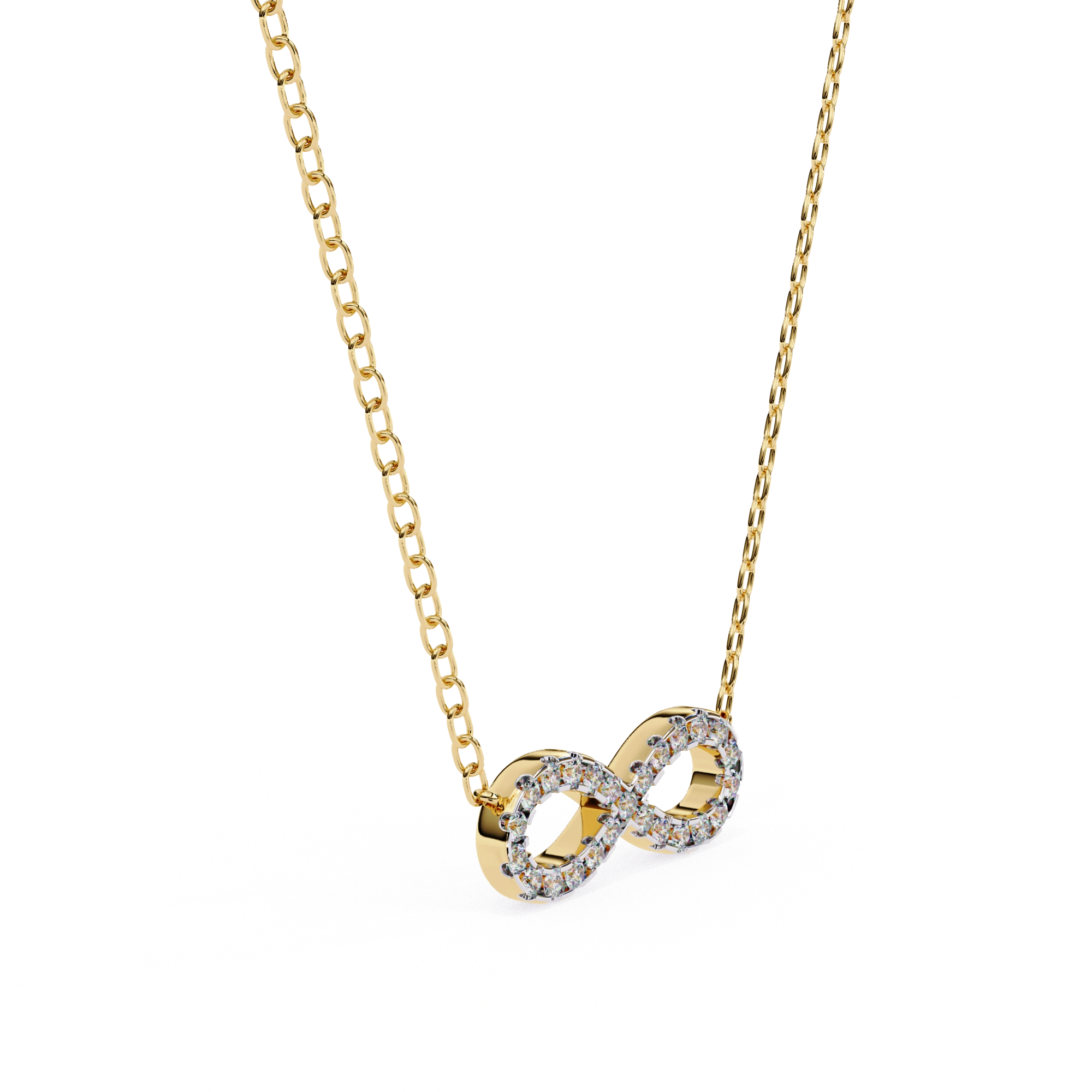0.50ct Lab Diamond Infinity Necklace In Yellow Gold