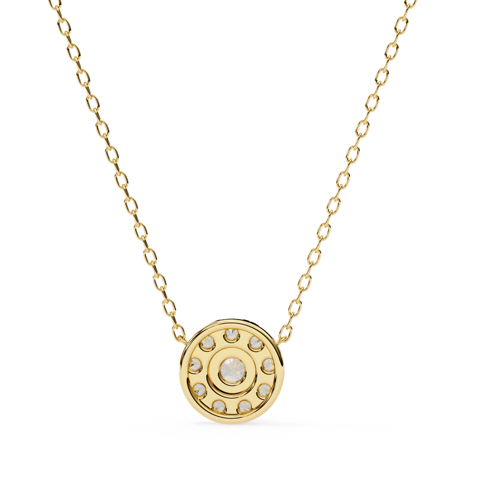 0.50 Ct Lab Diamond Prong Set Cluster Necklace In Yellow Gold