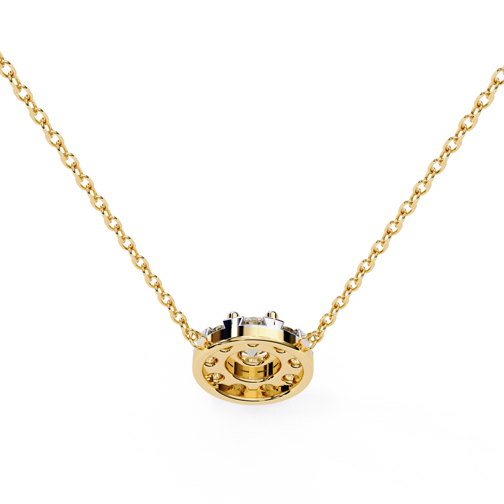 0.50 Ct Lab Diamond Prong Set Cluster Necklace In Yellow Gold