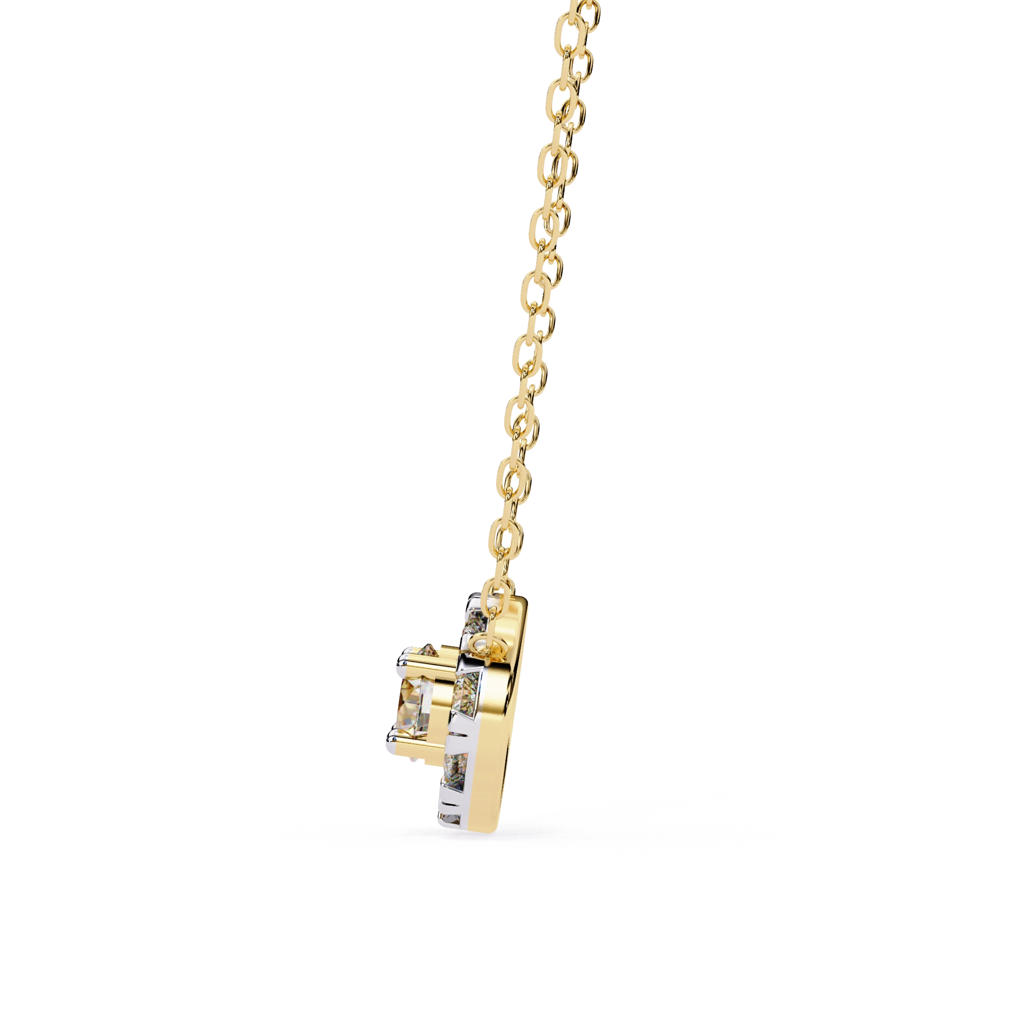 0.50 Ct Lab Diamond Prong Set Cluster Necklace In Yellow Gold