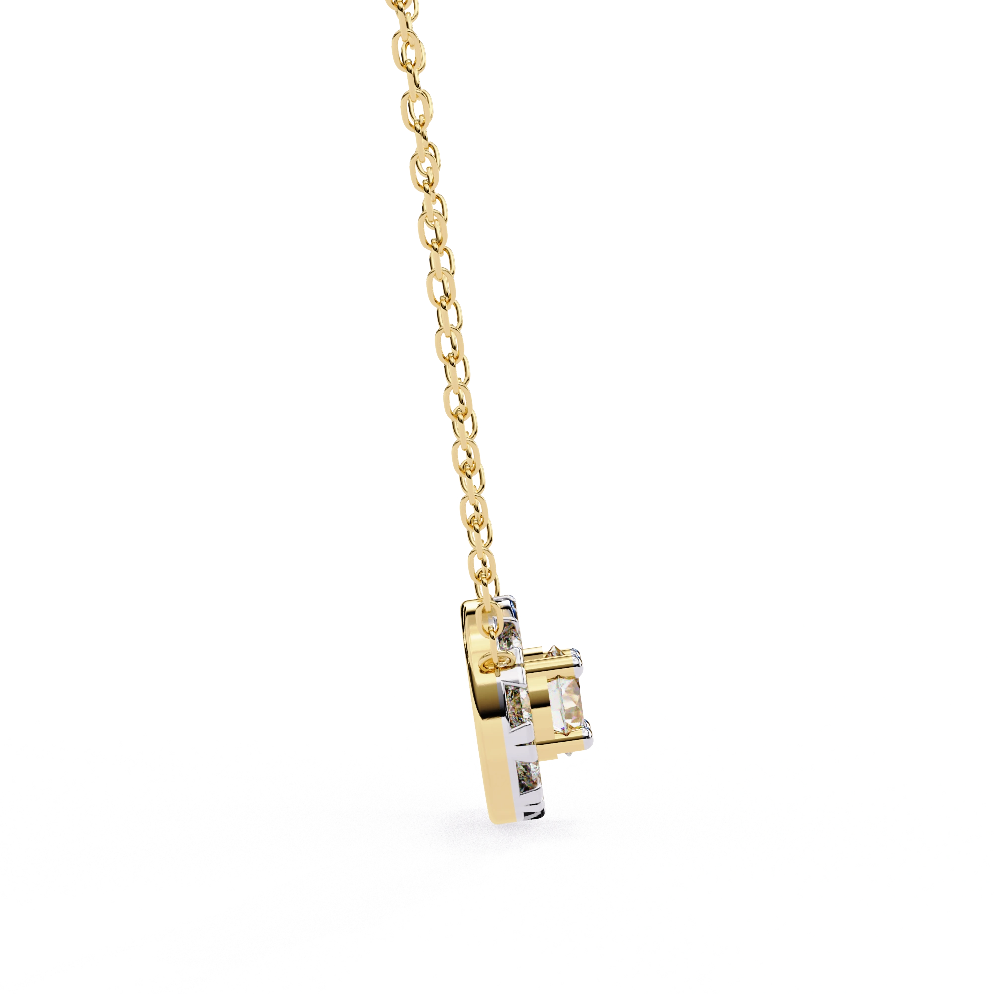 0.50 Ct Lab Diamond Prong Set Cluster Necklace In Yellow Gold