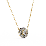 0.50 Ct Lab Diamond Prong Set Cluster Necklace In Yellow Gold
