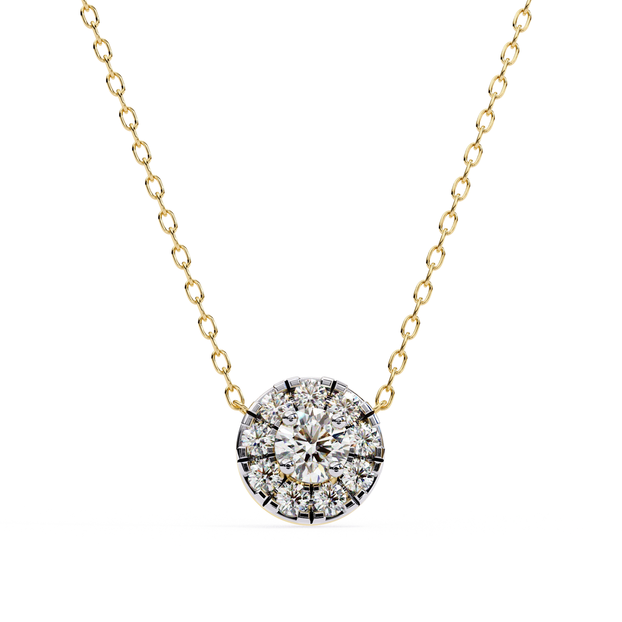 0.50 Ct Lab Diamond Prong Set Cluster Necklace In Yellow Gold 18K Yellow Gold Natural Diamond