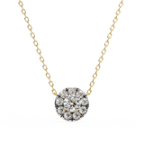 0.50 Ct Lab Diamond Prong Set Cluster Necklace In Yellow Gold