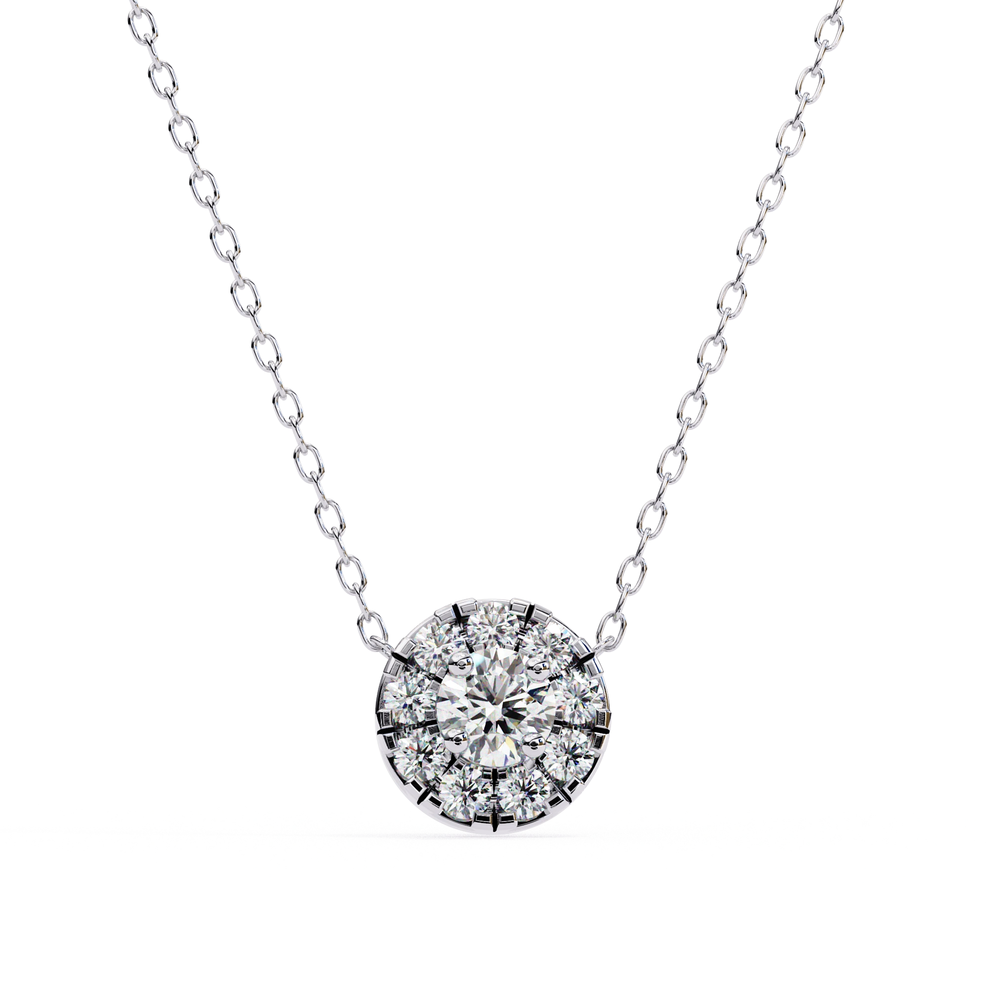 0.50 Ct Lab Diamond Prong Set Cluster Necklace In Yellow Gold 950 Platinum Natural Diamond