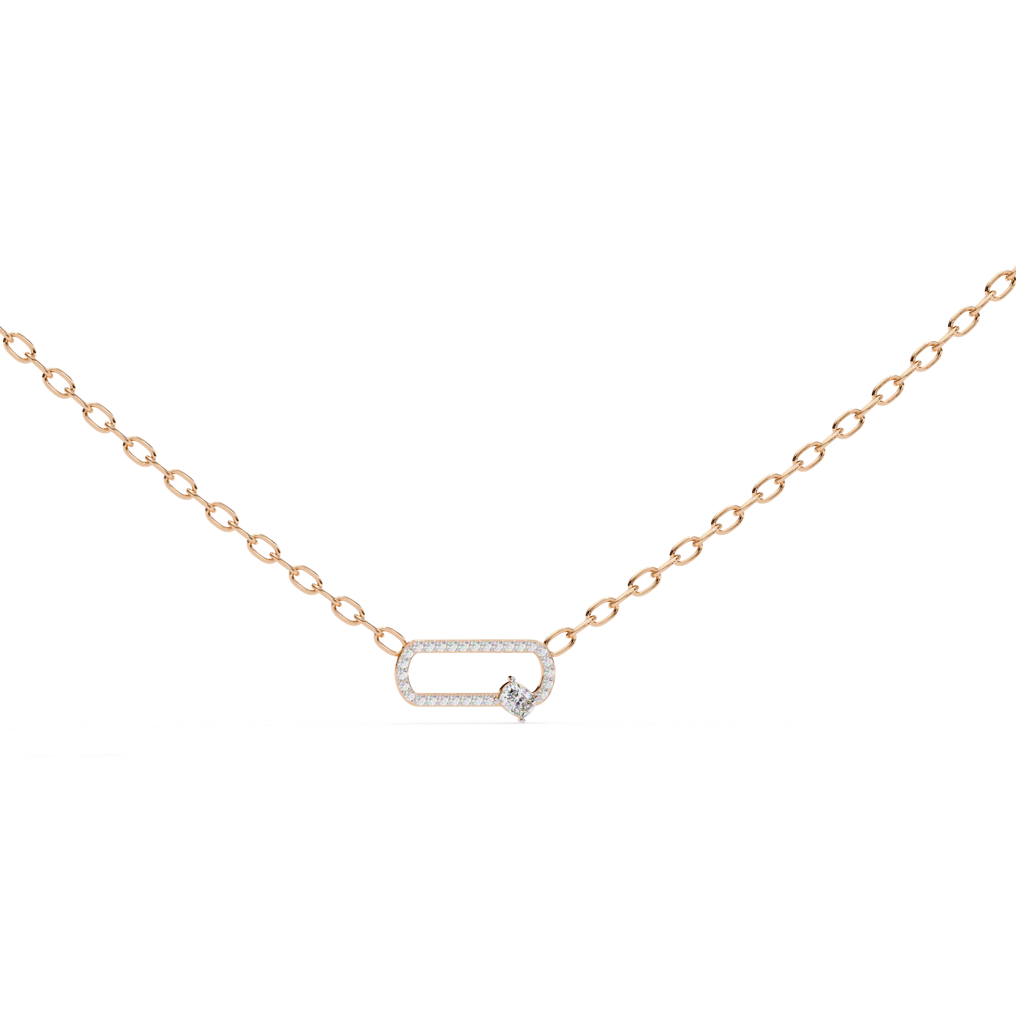 0.50ct Lab Diamond Prong Set Link Necklace In Yellow Gold 18K Rose Gold Natural Diamond