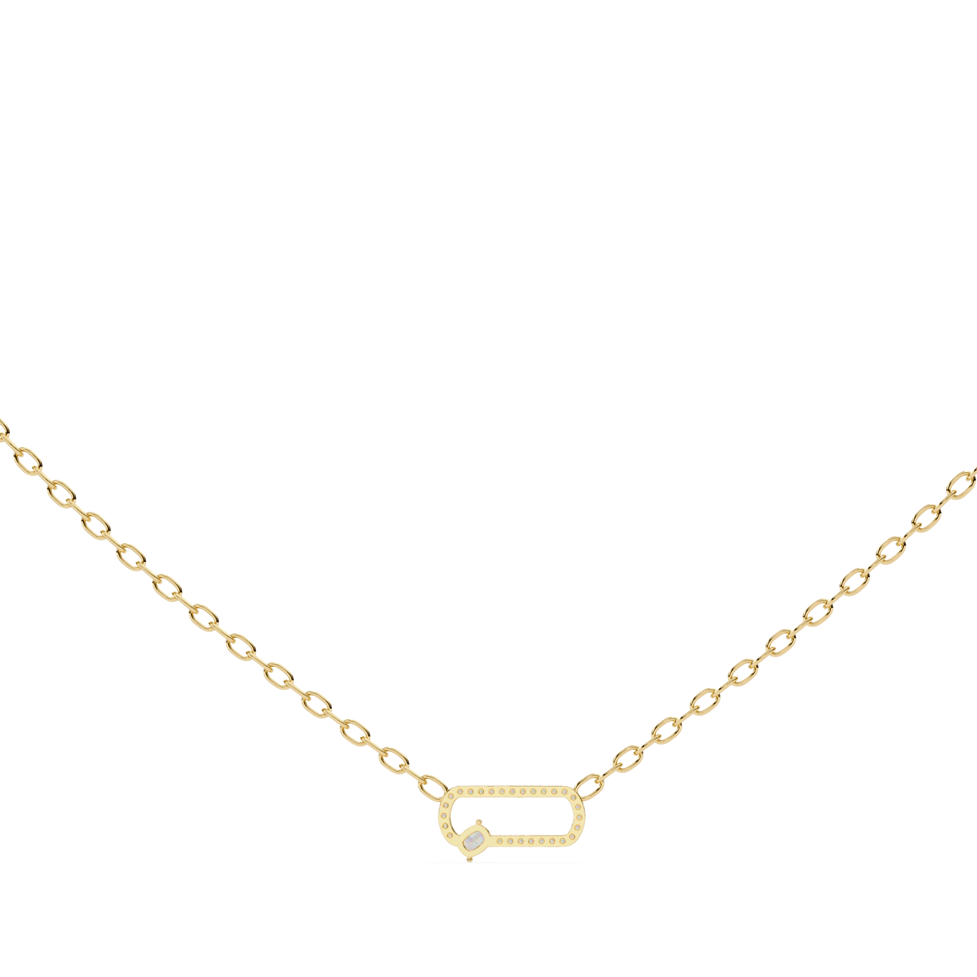 0.50ct Lab Diamond Prong Set Link Necklace In Yellow Gold